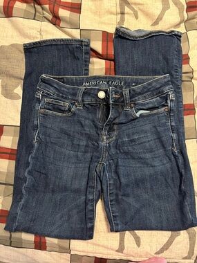 American Eagle Outfitters Women's Dark Wash Skinny Kick Jeans - Blue